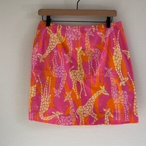 Vintage Lilly Pulitzer Bella Giraffe Bright Cotton Skirt 8P